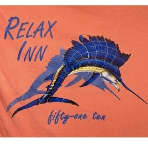 Comfort Colors Shirt Relax Inn Fishing Blue Marlin Peach Coral Color‎ Graphic S